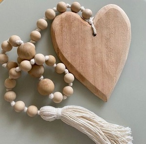 พวงมาลัยลูกปัดไม้สีดำที่ดีที่สุดของตกแต่งบ้านไร่แบบชนบทพร้อมพู่ปอกระเจาทำด้วยมือสไตล์โบฮีเมียนเก๋ไก๋สำหรับตกแต่งบ้านแบบชนบท - Product Image 3