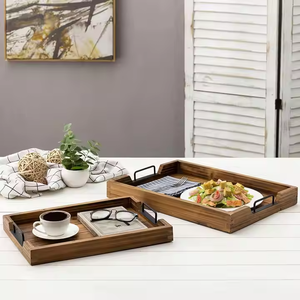 Bandeja de Servir de Madera Moderna, Duradera, Ecológica y Personalizable, con Acabado Natural, para Mesa de Centro, Función de Florero, Saniya - Product Image 6