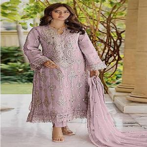 Nouvel Arrivage Qualité Indienne Export Dernières Lourdes Georgette Salwar Suit & Dupatta Avec Broderie Fantaisie Fabrication De L'Inde - Product Image 1