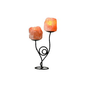 Vela de sal rosa de hierro forjado de doble forma y soporte de luz de té artesanías naturales para decoración de Spa relajación piramidal y votiva del Himalaya - Product Image 1