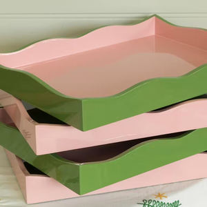 ถาดเสิร์ฟแลคเกอร์ทรงสี่เหลี่ยมผืนผ้าทำจากไม้เคลือบหลายชั้นขอบลายหอยเชลล์ออกแบบได้ตามต้องการ - Product Image 4