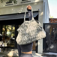 Sac fourre-tout en toile personnalisé avec logo imprimé, réutilisable, camouflage léopard, écologique, pour le yoga, le sport, le fitness, les courses, pour femmes