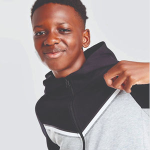 Custom Brand Logo 69% Cotton 31% Polyester <b>Black</b> Boys Winter Tech Fleece Four-Way Stretch Full <b>Zip</b> <b>Hoodie</b> Joggers Sweatpants - Product Image 3