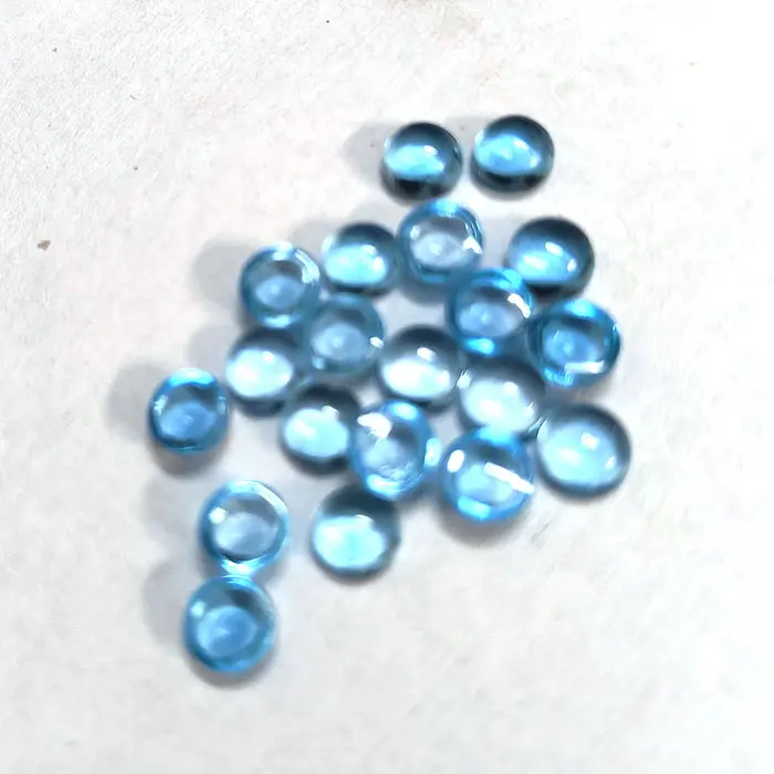 Cabujones de Topacio Azul suizo, cabujones redondos de 5mm 0,74 CTS, cabujones redondos de Topacio Azul suizo