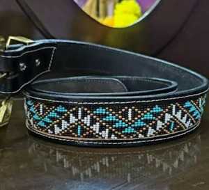Ceinture perlée en cuir occidental véritable sur mesure de la meilleure qualité avec fabricant de conception de goujon exportateur de l'Inde - Product Image 3