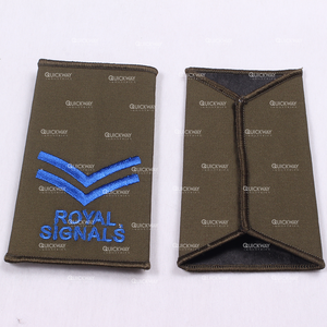 Tous rangs Vente en vrac 2025 Paire de signaux royaux bleu sur vert olive Diapositives de rang Équipement britannique de défense personnelle - Product Image 3