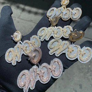 LL diamante nombre personalizado 925 Plata VVS diamante colgante elegante joyería helada colgantes finos dijes para Hombres estilo Hip Hop - Product Image 2