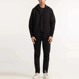 Personalizado de alta calidad Streetwear cremallera hombres sudaderas con capucha cremallera sudaderas con capucha logotipo impreso de gran tamaño 100% algodón sudaderas con capucha para hombres - Product Image 3