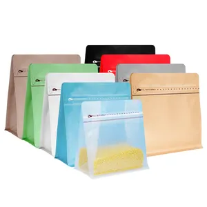 Tùy chỉnh đáy phẳng túi nhựa phân hủy sinh học thực phẩm packagingbag đứng nhôm lá Túi Ziplock và nước mắt notch Mylar Túi