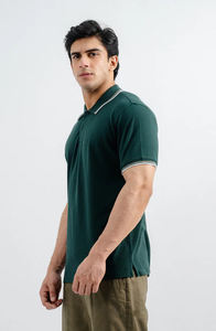 Polo à manches courtes personnalisé de qualité supérieure à col côtelé essentiel à l'ourlet droit coupe ajustée style décontracté en coton fabriqué par HP - Product Image 2