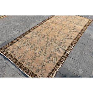 พรมขนสัตว์ตุรกีทำด้วยมือ9.8ft สีเบจสีน้ำตาล4.6 X แบบคลาสสิกการเย็บปะติดปะต่อกันการออกแบบสี่เหลี่ยมสำหรับห้องนั่งเล่นห้องนอนห้องโถงน้ำยาง - Product Image 3