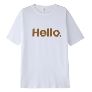 เสื้อยืดแขนสั้นผ้าคอตตอนแท้สำหรับผู้ชาย200กรัมทรงหลวมพิมพ์ลายตัวอักษรสำหรับฤดูร้อน - Product Image 3