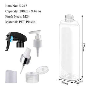 Bouteille en plastique PET de 280 ml avec bouchon plat à disque pour sérigraphie – Emballage cosmétique pour shampoing, après-shampoing, gel douche et produits corporels - Product Image 2