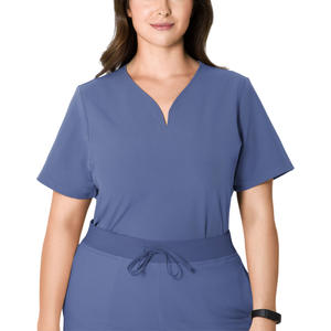 Tenues d'infirmière personnalisées avec logo pour femmes, col en V incurvé, taille XL, ensembles d'uniformes d'infirmière, fabrication directe, spandex chirurgical - Product Image 6