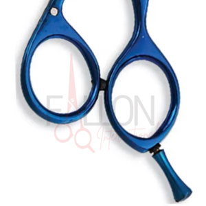 Ciseaux de coiffure professionnels bleus en acier inoxydable pour barbier et salon, avec logo personnalisé et vis décorative - Product Image 5
