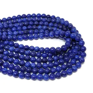 Factory Price Natural Blue Jade Stone Round 8mm Beads Line For Making Jewellery 48 Beads Line