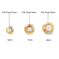 Pendientes de Perlas de Agua Dulce Blancas de 3-4 mm, Grado AAA, Oro de 14K, Joyería Fina Clásica y Elegante para Mujer, Diseño de Nudo, Sin Níquel