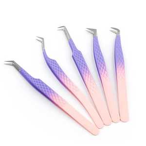 Pinzas Personalizadas para Extensión de Pestañas de 2 Colores, Punta Fina, 45/75 Grados, Delgadas, Rectas, para Volumen, Fibra de Pestañas, Acero Inoxidable Resistente - Product Image 1