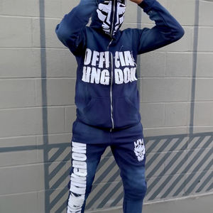 OEM personalizado Unisex de gran tamaño Boxy Sudadera con capucha pantalones de chándal conjunto Streetwear Vintage Jogging traje parche bordado peso pesado de talla grande - Product Image 3