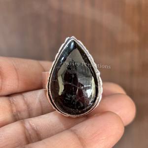 Anillo de Plata de Ley 925 con Turmalina Negra Original, en Forma de Pera, para Mujer, Precio de Fábrica, Joyería de Moda, Regalo - Product Image 1