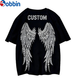 Camisetas Personalizables con Gráficos de Diamantes de Imitación, Camisetas Extra Grandes con Logotipo de Marca Personalizado, Camisetas de Hombros Caídos para Hombre - Product Image 1