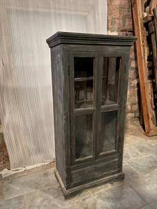 Armoire de cuisine en bois massif bleu élégante de taille moyenne, style moderne antique, luxe classique vintage - Product Image 2