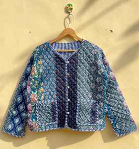 Indian Cotton Hand Block Print Kantha <b>Jackets</b> Patch Work Pure Cotton Women Winter <b>Jackets</b> <b>Quilted</b> <b>Jackets</b> - Product Image 3
