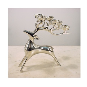 Shine Polished Aluminium Reindeer <b>Taper</b> <b>Candle</b> <b>Holder</b> With Base For Table Top Decor Home Christmas Festival Decorative - Product Image 3