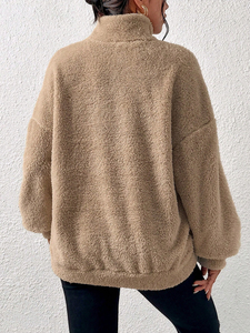 Sweat-shirt à capuche en molleton de couleur unie pour femmes personnalisées, sweat-shirt en polaire épais et chaud pour dames - Product Image 6