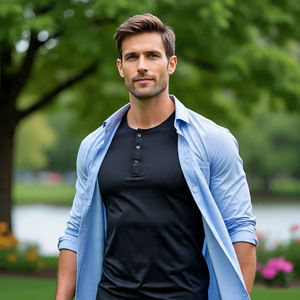 Ropa deportiva Jogging Henley camiseta hombres botón abajo camisas hombres verano ligero Henley camisetas hombres - Product Image 2