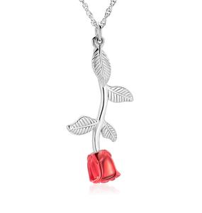 สร้อยคอเผาศพสีแดงสำหรับขี้เถ้าดอกไม้เครื่องประดับศพสแตนเลสจี้สำหรับผู้หญิงผู้ชายที่ระลึกกำหนดขนาดได้เอง - Product Image 1