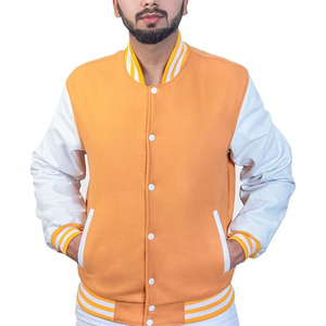 Factory-Made Plus Size Men's Varsity Jacket Breathable Stand <b>Winter</b> <b>Wear</b> with Embroidered Button Closure <b>Winter</b> Jacket - Product Image 1