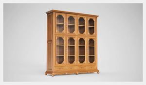 Librerías románticas de teca de estilo francés tallado, estanterías con 8 puertas y 4 cajones para sala de estudio y oficina - Product Image 3