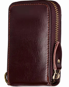<b>Men's</b> Genuine Leather Slim <b>Wallet</b> With Striped Lining Fold Closure Card Holder Short Length Minimalist Design - Product Image 4