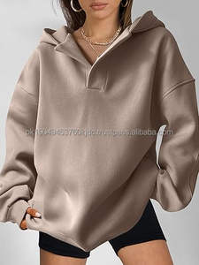 <b>Womens</b> Oversized Hoodies <b>V</b> <b>Neck</b> <b>Sweatshirts</b> Fleece Long Sleeve Pullover Y2K Clothes 2025 Fall Trendy Outfits - Product Image 4