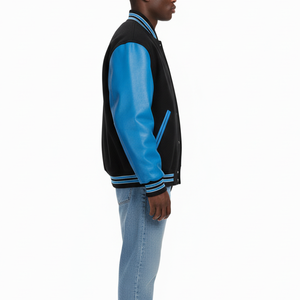 Veste universitaire de haute qualité 100% coton lourd, blocs de couleur, logo brodé personnalisé, veste d'hiver pour hommes - Product Image 2