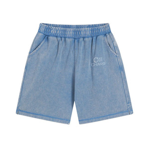 กางเกงขาสั้นผ้าฝ้าย100% แบบลำลองสำหรับผู้ชายกางเกงขาสั้นผ้าเทอร์รี่ฟอกสีหนักมีเชือกผูกปิดลำลองสวมใส่ในชีวิตประจำวัน - Product Image 5