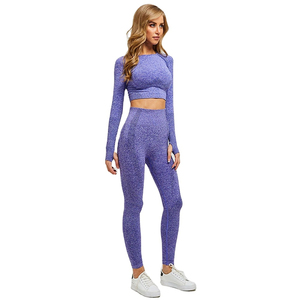Offre spéciale Vêtements de sport sans couture à manches longues pour femmes Design personnalisé Vêtements de sport pour femmes Ensembles de yoga pour femmes tricotés Ensembles de yoga pour femmes - Product Image 1