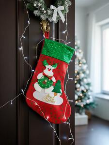 Chaussette de Noël en coton tricoté doux, décoration de fête, botte décorative, porte de cheminée, cadeaux à suspendre, bonbons, tradition festive - Product Image 5