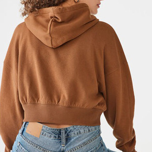 Sweat-shirt à capuche décontracté pour femme avec fermeture éclair, sweat-shirt à capuche ample, coton respirant, uni, sweat-shirt de sport en molleton, poches pour l'hiver - Product Image 5