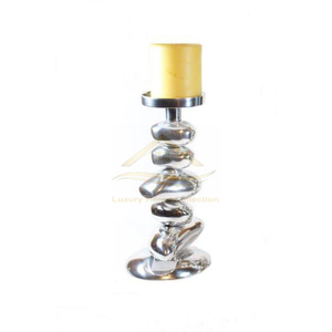 Portavelas y tarros de estilo creativo, superventas, soportes de aluminio fundido, Color plateado, espejo pulido, soporte de cera de mesa para boda - Product Image 1