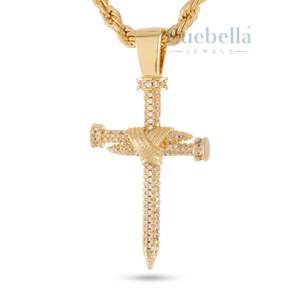 Luxury Men's Cuban Link Hip Hop Chain Iced <b>Nail</b> Cross Pendant Custom Name Diamond Bling Jewelry Moissanite Pendants Charms - Product Image 1