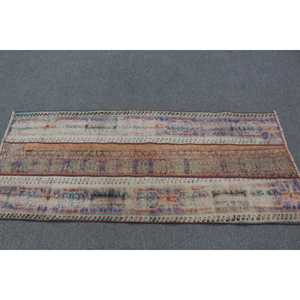 Alfombra Turca 2.4x5.6 pies (74x172 cm), Alfombra Vintage Azul con Puntos - Product Image 3