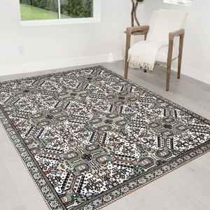 Tapis de couleur neutre, tapis imprimé moderne pour la maison, tapis bohème pour salon, tapis en chenille - Product Image 4