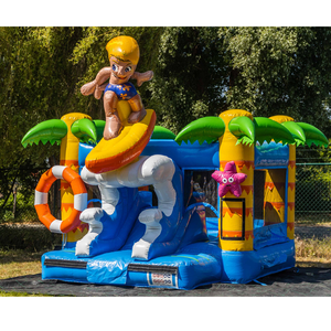 Château gonflable commercial avec toboggan aquatique, combo pour enfants, structure de saut en PVC pour fêtes en plein air - Product Image 1