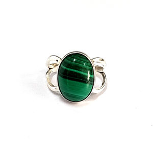 Fashionable <b>Gold</b>-Plated Melachite <b>Ring</b> (5.8 Gram) Bezel <b>Set</b> Gemstone Jewelry for Children Gift with CNAS Certificate - Product Image 1