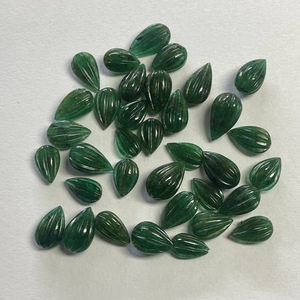 10mm naturel émeraude sculpté gouttes Briolette perles de pierres précieuses en vrac en gros pierre précieuse goutte sculpture émeraudes sculptures foncé - Product Image 3