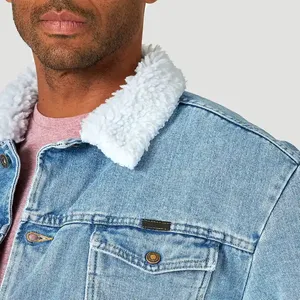 Veste d'hiver en denim délavé au soleil pour hommes, streetwear vintage, patchwork, broderie, lavage à l'acide, veste de mode personnalisée, vente en gros - Product Image 6