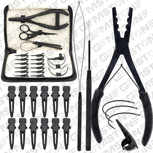 Matte Black Stainless Steel Hair Extension Tools Kit <strong>3</strong>-Hole Parting Section Hair Clips Pulling <strong>Hook</strong> 3Hole Hair Styling - Product Image 1