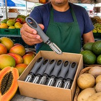 RVS draaibare schilmes met recht mes, groente- en fruitschiller, ergonomische handgreep, keuken gadget, groothandel levering
